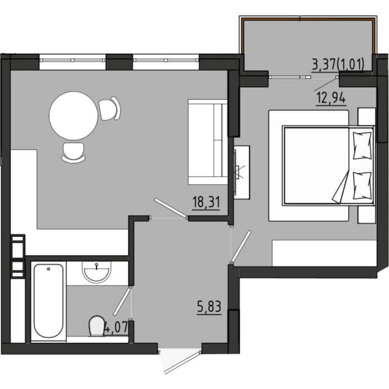 Продається 1-кімнатна квартира 42.16 кв. м у, цена: 30355 $ - фото 1