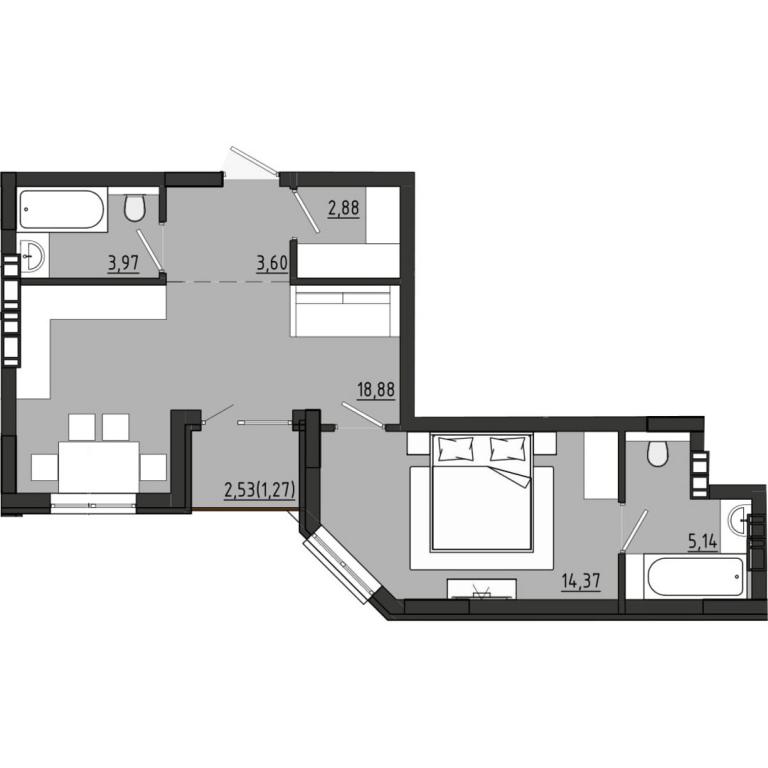 Продається 1-кімнатна квартира 50.1 кв. м у, цена: 34068 $ - фото 1