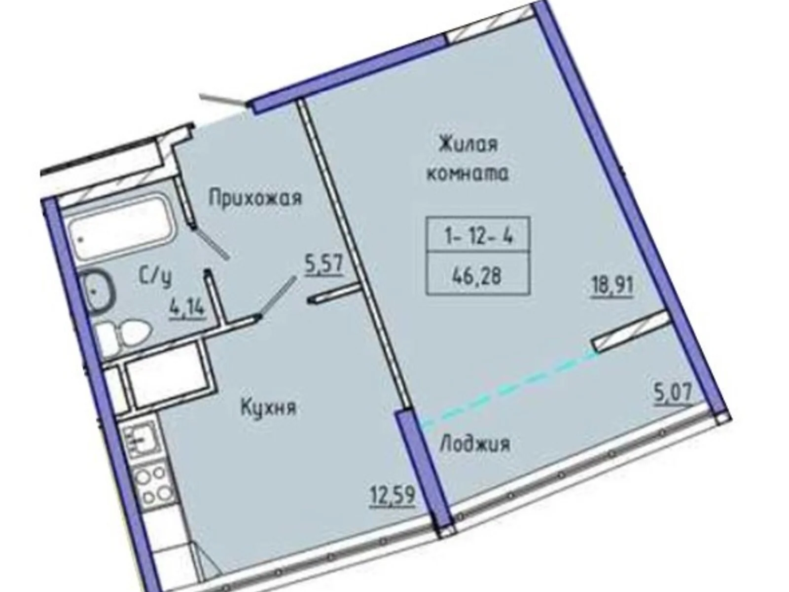 Продается 1-комнатная квартира 46 кв. м в Одессе, цена: 55000 $