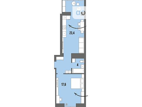 Продается 1-комнатная квартира 48.4 кв. м в Луцке, цена: 39608 $
