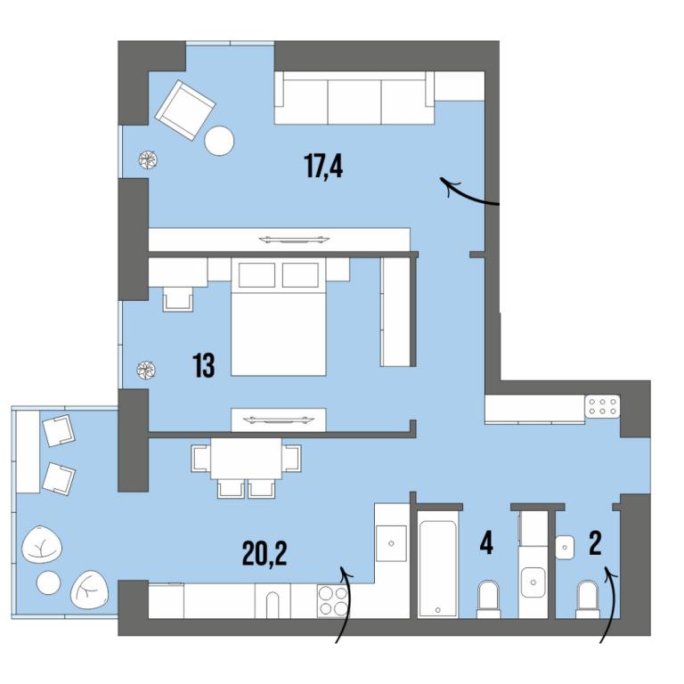 2-комнатная квартира 65.6 кв. м в Луцке, цена: 64687 $