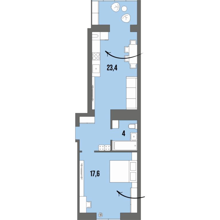 1-комнатная квартира 48.4 кв. м в Луцке, цена: 52701 $