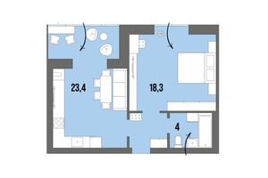 Продается 1-комнатная квартира 47.4 кв. м в Луцке, Привокзальная улица