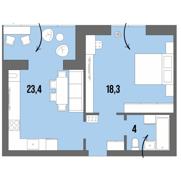 1-комнатная квартира 47.4 кв. м в Луцке, цена: 46388 $