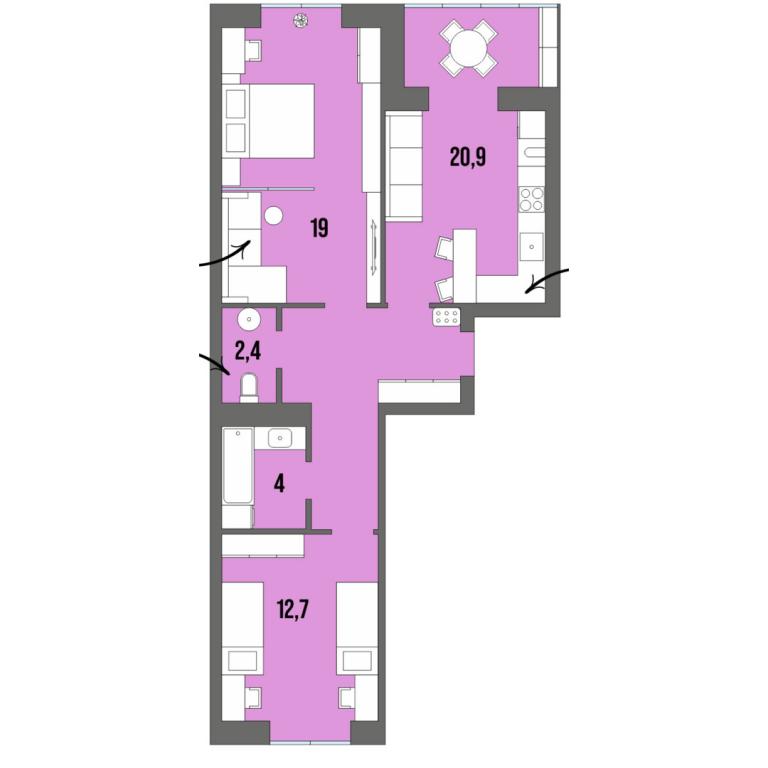 2-комнатная квартира 68.3 кв. м в Луцке, цена: 66674 $