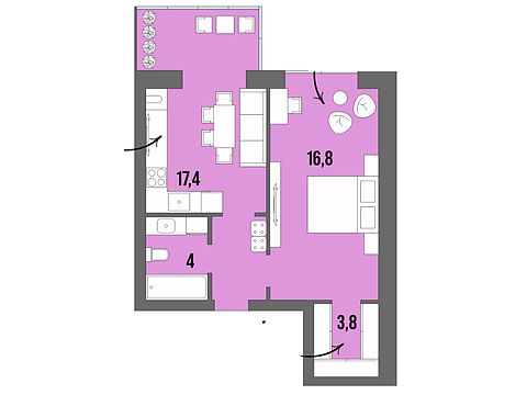 Продается 1-комнатная квартира 43.9 кв. м в Луцке, ул. Привокзальная