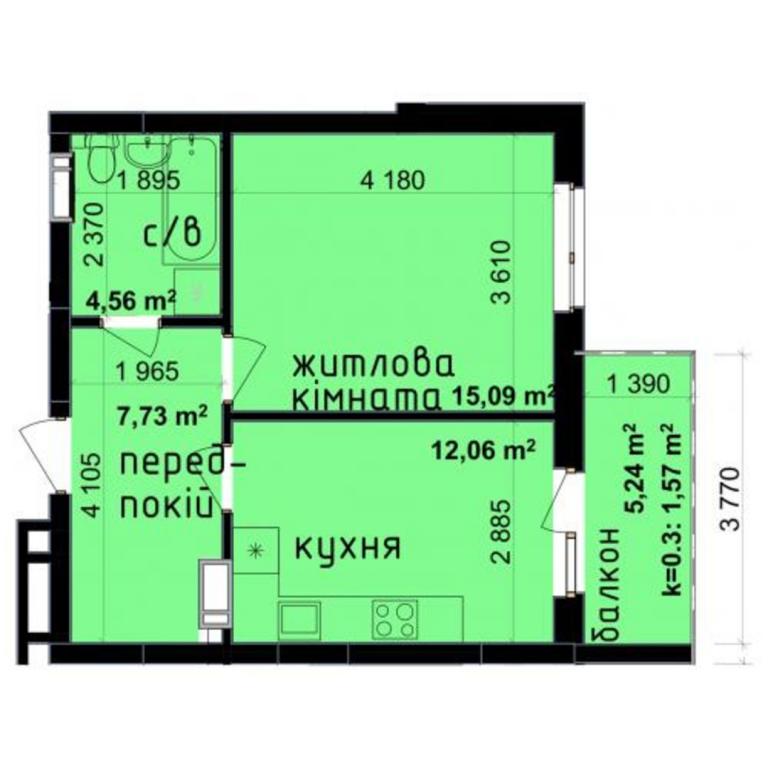 Продається 1-кімнатна квартира 41.01 кв. м у Києві, вул. Академіка Заболотного, 148 - фото 1