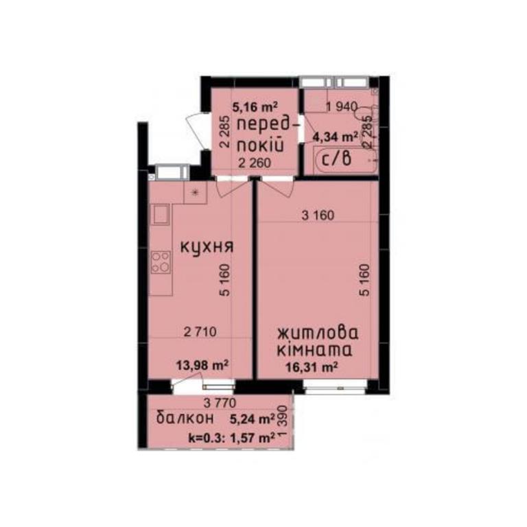 Продается 1-комнатная квартира 41.36 кв. м в Киеве, ул. Академика Заболотного, 148 - фото 1
