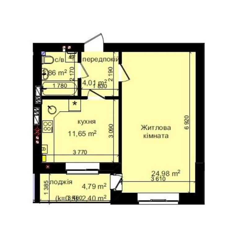 Продается 1-комнатная квартира 46.9 кв. м в Киеве, ул. Метрологическая, 148