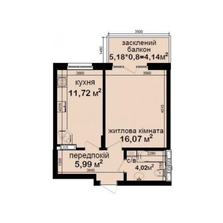 Продается 1-комнатная квартира 41.94 кв. м в Киеве, ул. Метрологическая, 148 - фото 1