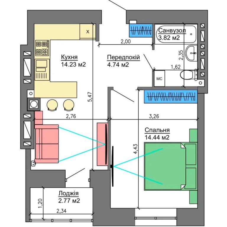 Продается 1-комнатная квартира 38.61 кв. м в Николаеве, цена: 23166 $