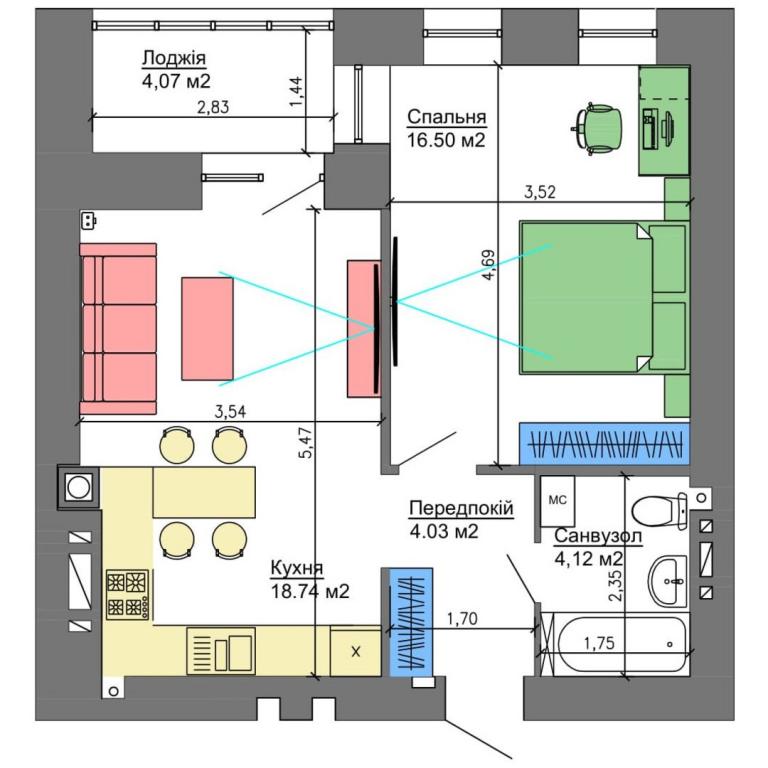 Продается 1-комнатная квартира 46.23 кв. м в Николаеве, цена: 27738 $