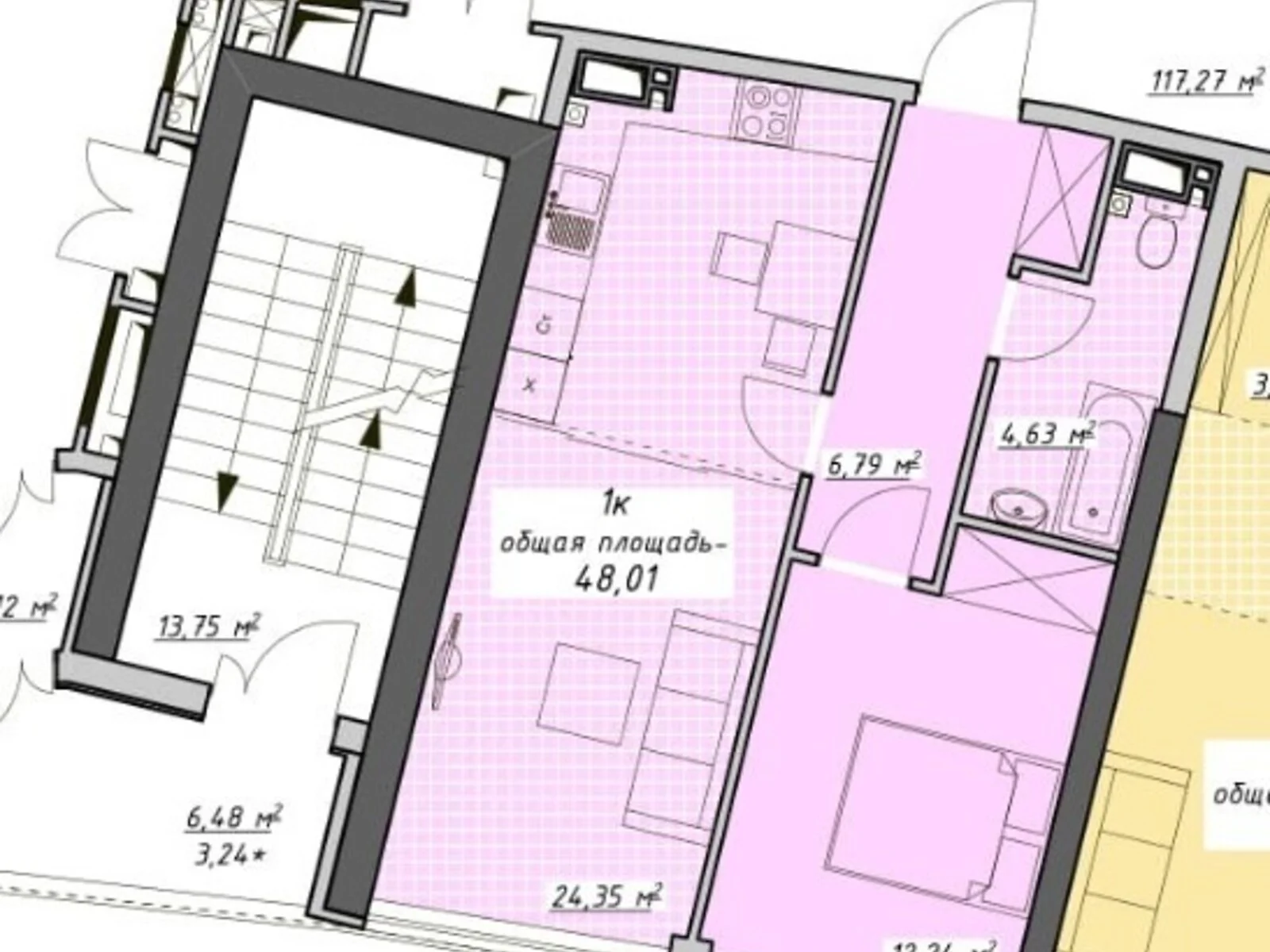 Продається 1-кімнатна квартира 48 кв. м у Одесі, пров. Курортний