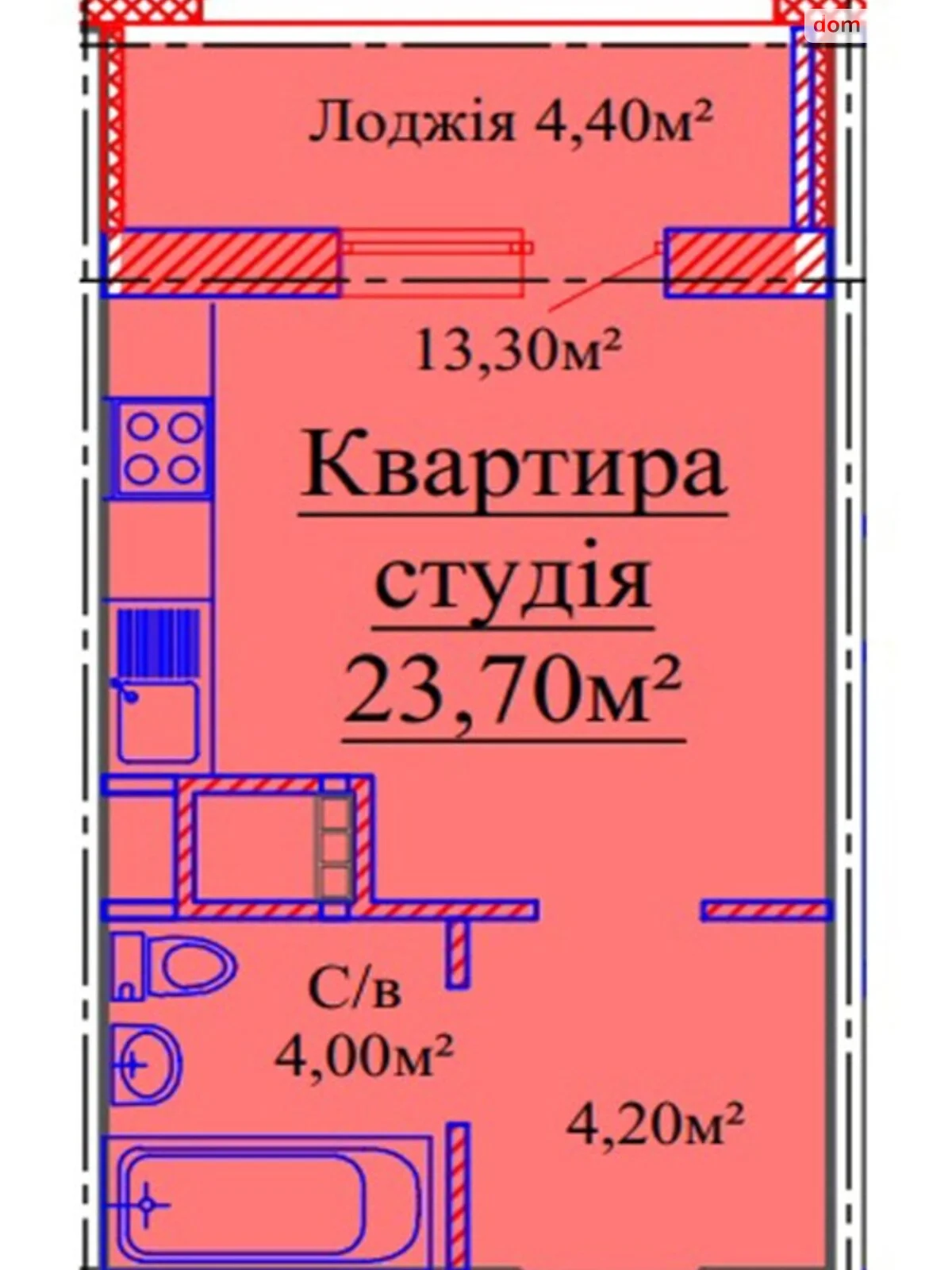 Продається 1-кімнатна квартира 23.3 кв. м у Одесі, вул. Варненська, 27А