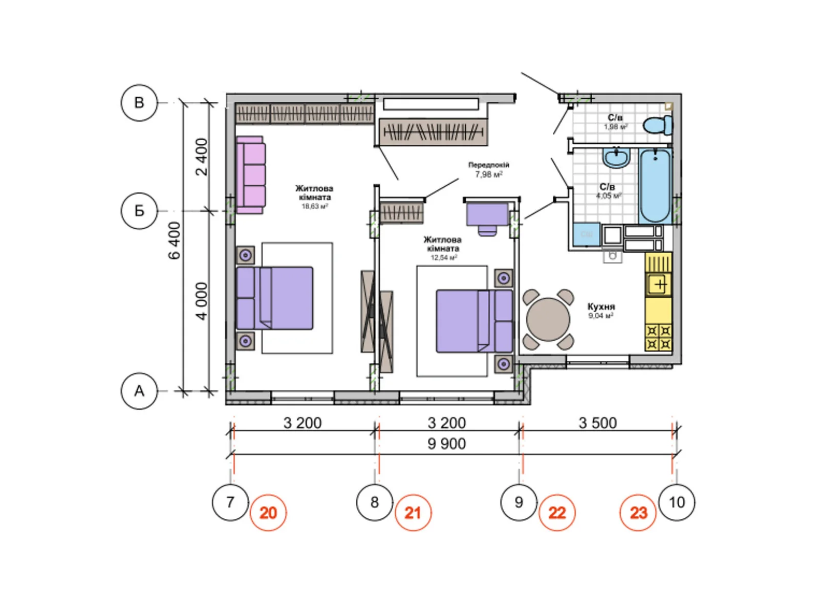 Продается 2-комнатная квартира 54.22 кв. м в Крюковщине, ул. Одесская, 23 - фото 1