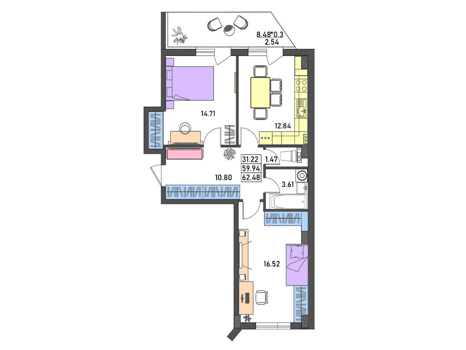 Продается 2-комнатная квартира 62.5 кв. м в Лески, цена: 42500 $