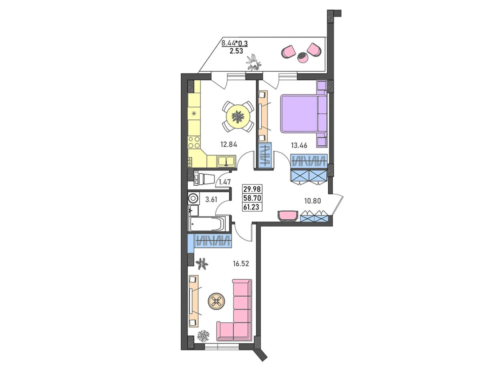 Продается 2-комнатная квартира 61.2 кв. м в Лески, ул. Академика Заболотного, 88