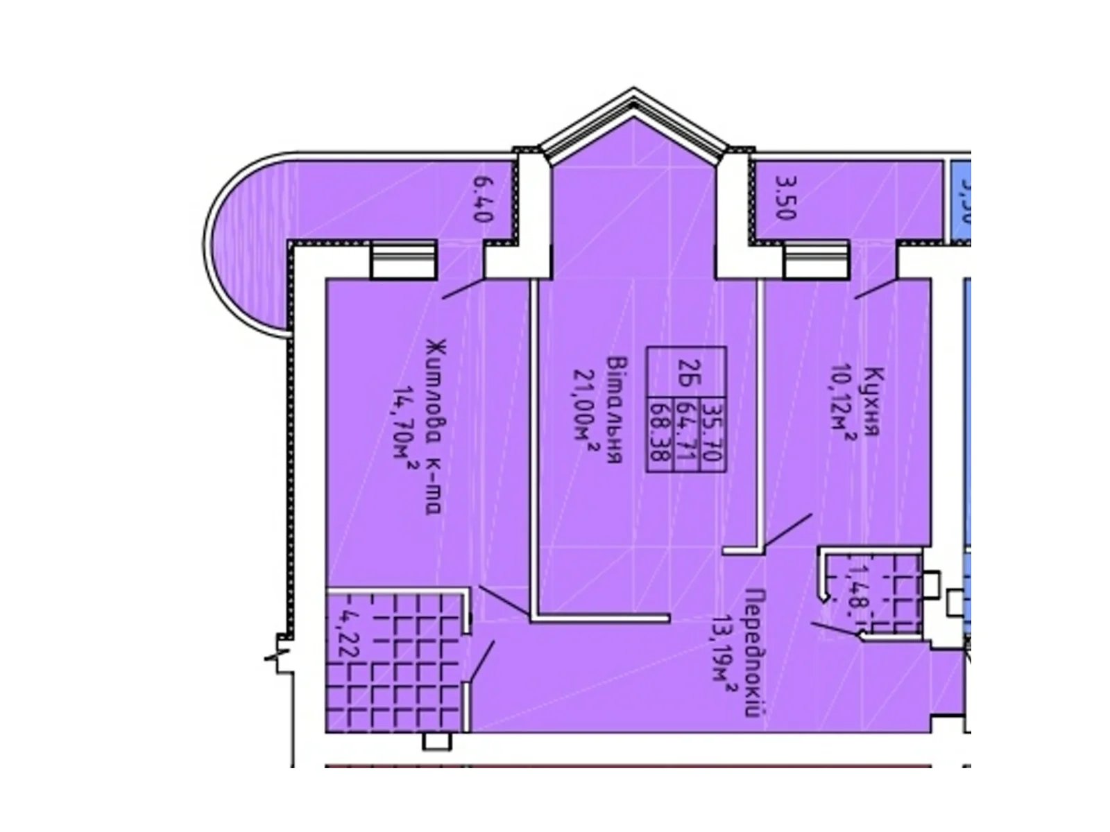 Продается 2-комнатная квартира 67.5 кв. м в Верховине, ул. Жабьевская