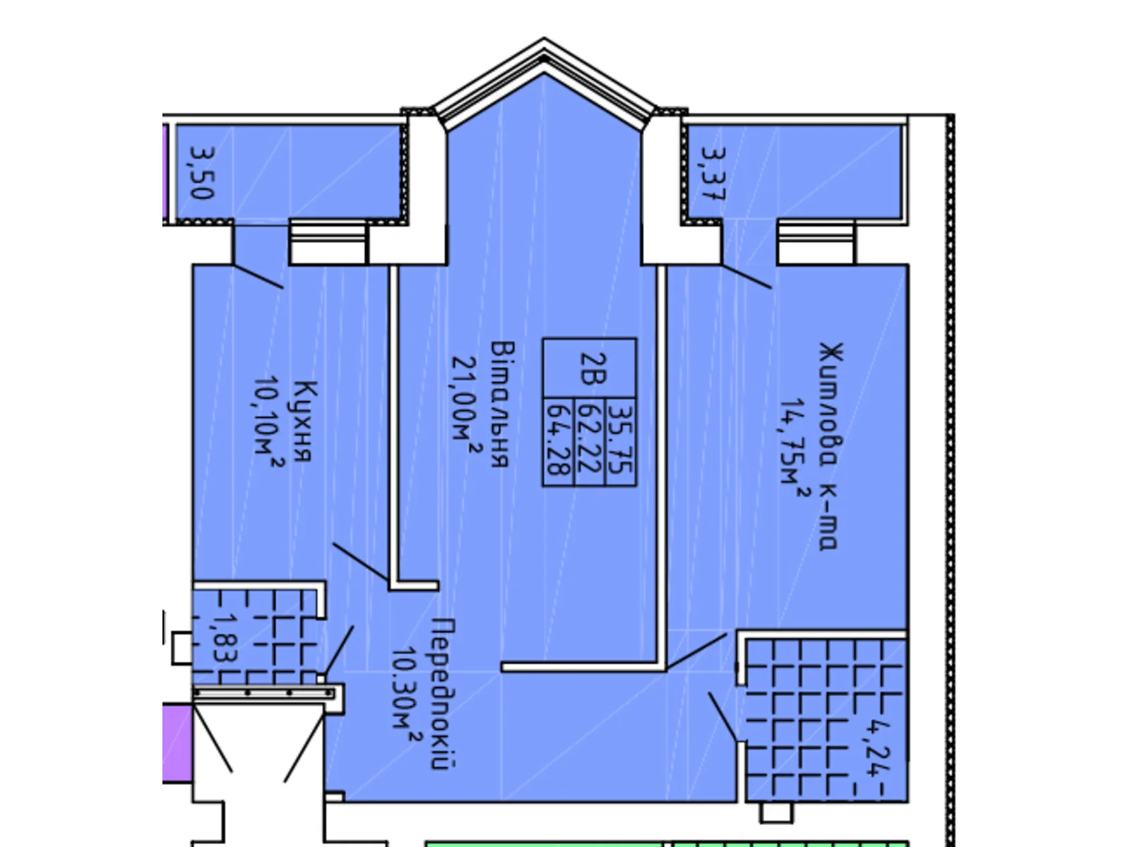 Продается 2-комнатная квартира 66.3 кв. м в Верховине, ул. Жабьевская - фото 1