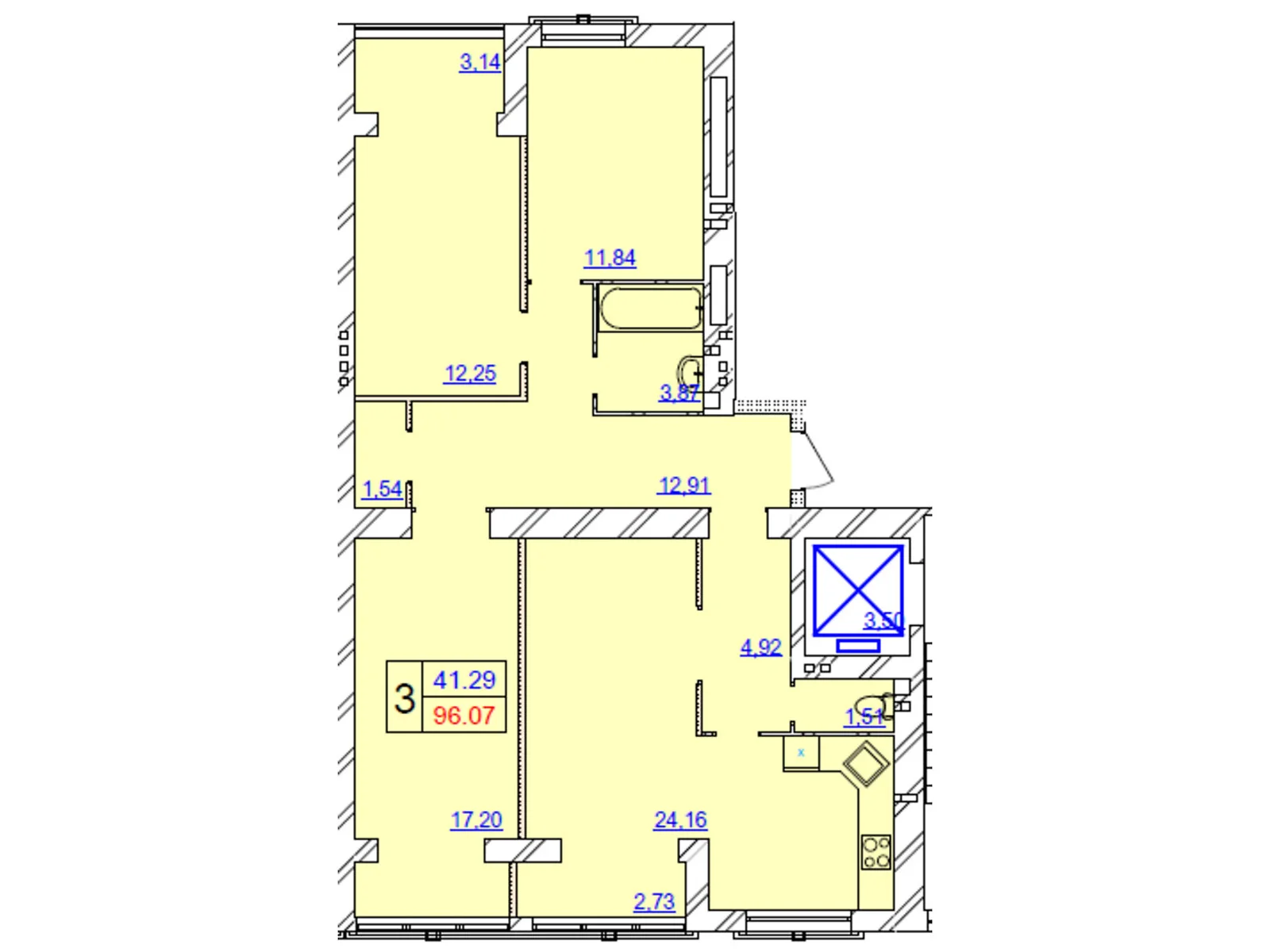 Продается 3-комнатная квартира 99.2 кв. м в Хмельницком, цена: 69440 $