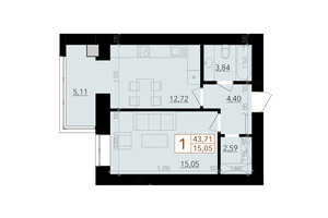 Продается 1-комнатная квартира 43.71 кв. м в Хмельницком, ул. Тернопольская