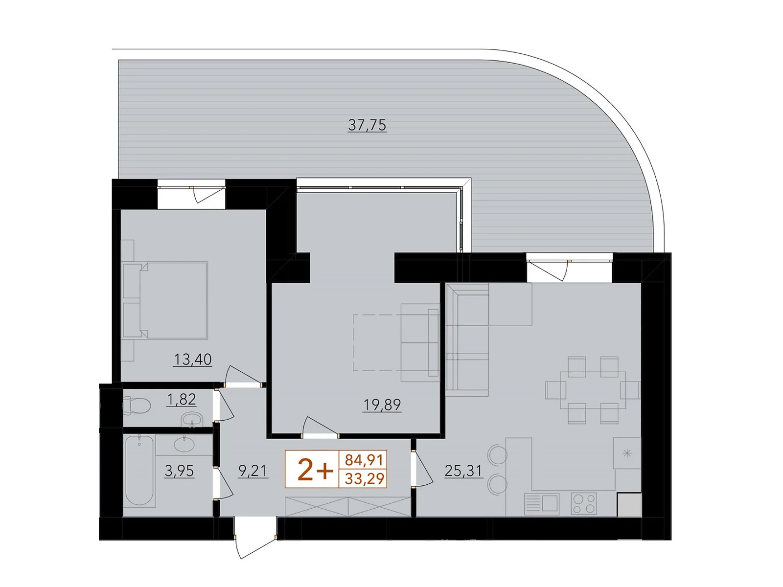 Продается 2-комнатная квартира 84.91 кв. м в Хмельницком, ул. Тернопольская