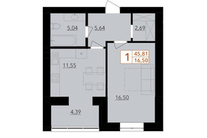 Продается 1-комнатная квартира 45.81 кв. м в Хмельницком, ул. Тернопольская