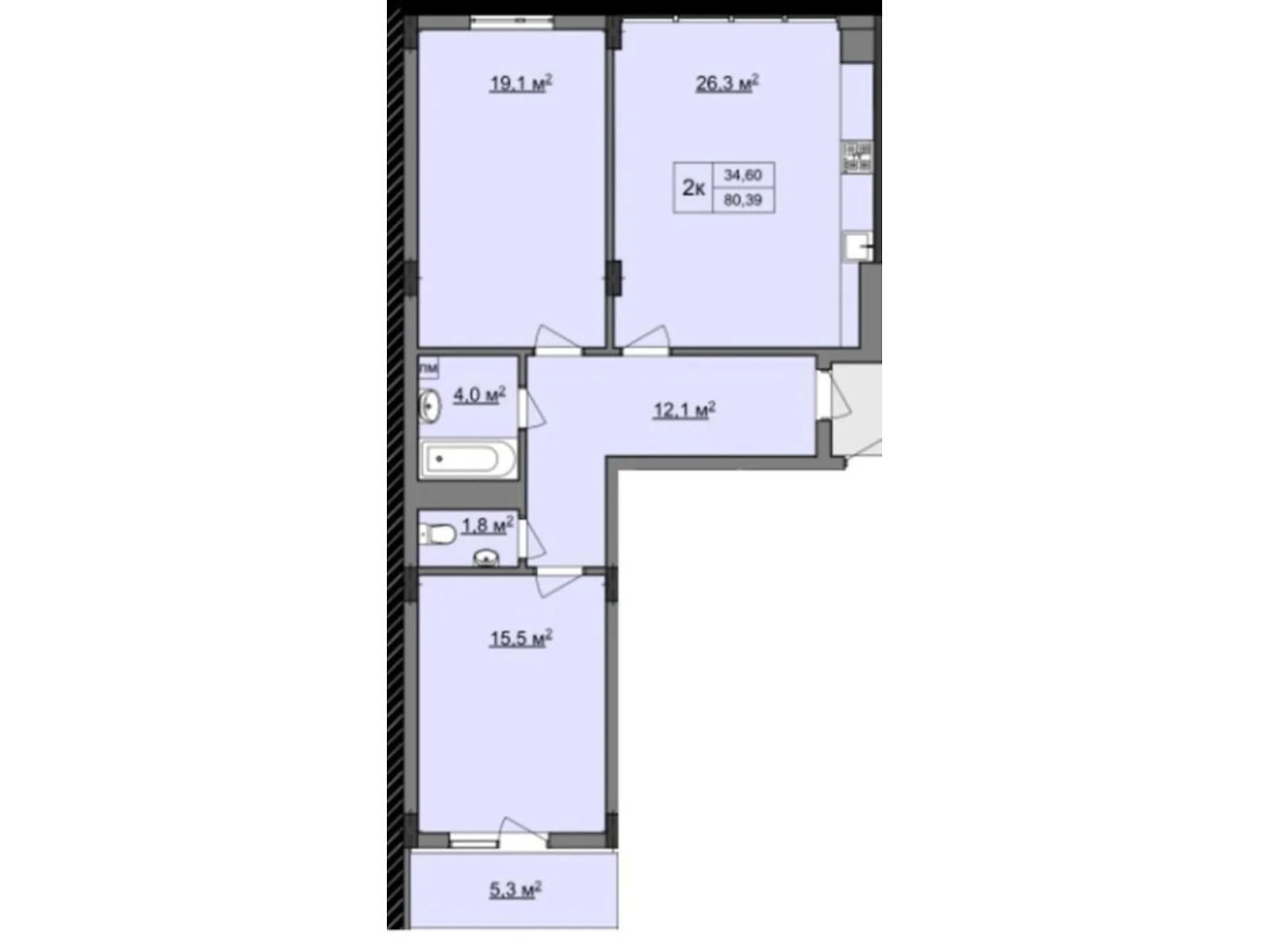 Продается 2-комнатная квартира 80.39 кв. м в Каменце-Подольском, ул. Огиенка, 10А