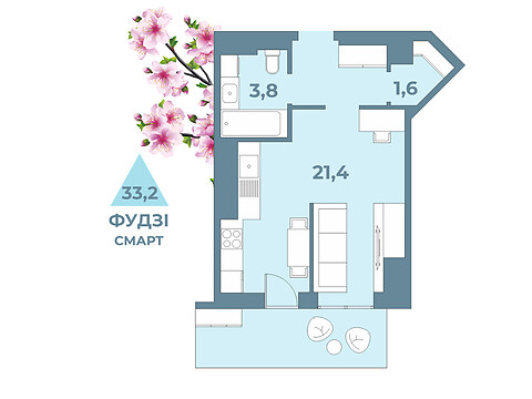 Продается 1-комнатная квартира 33.2 кв. м в Луцке, цена: 29208 $