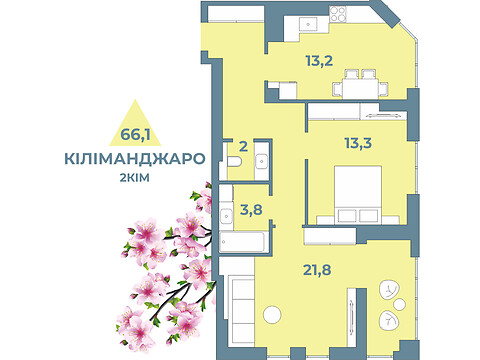 Продается 2-комнатная квартира 66.1 кв. м в Луцке, цена: 54623 $