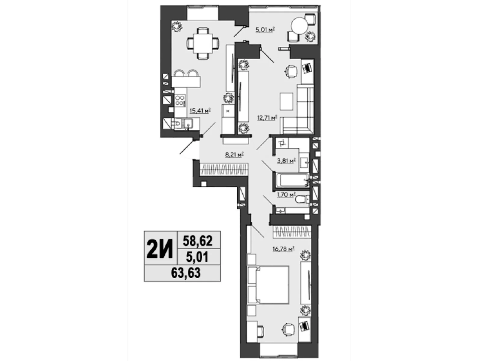 Продается 2-комнатная квартира 63.63 кв. м в Ровно, ул. Галицкого Данилы, 25