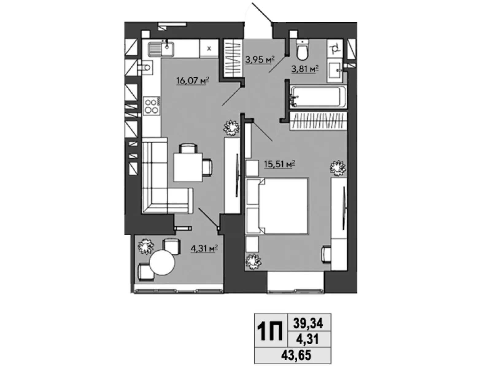 Продається 1-кімнатна квартира 44.47 кв. м у Рівному, цена: 37799 $