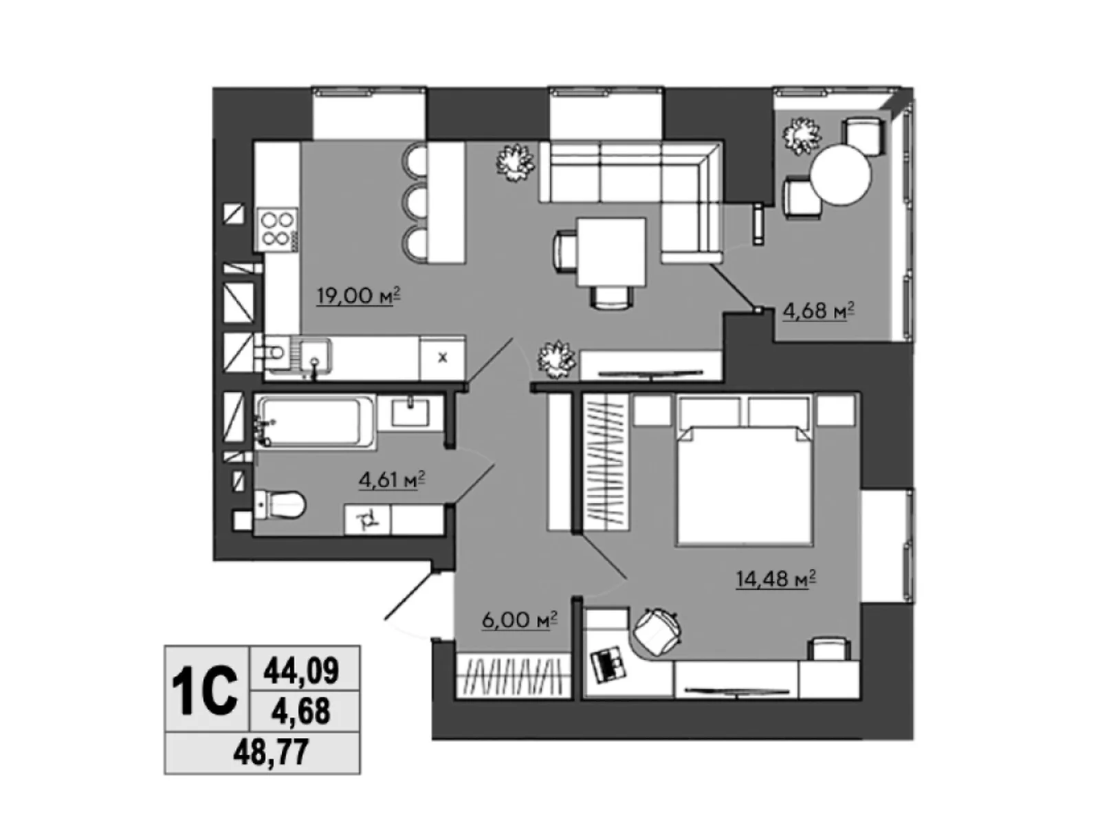 Продается 1-комнатная квартира 50.08 кв. м в Ровно - фото 1