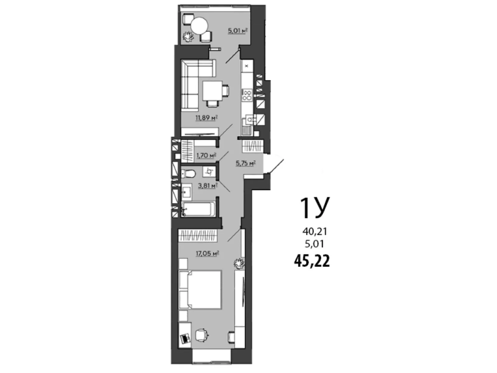 Продается 1-комнатная квартира 50.45 кв. м в Ровно, ул. Галицкого Данилы, 25 - фото 1