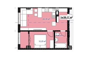 Продается 1-комнатная квартира 39.17 кв. м в Ивано-Франковске, цена: 625053 грн
