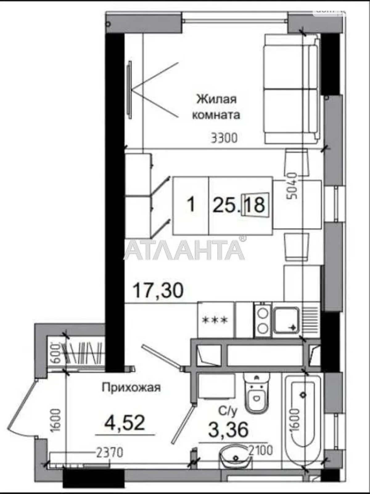 Продается 1-комнатная квартира 26 кв. м в Авангарде - фото 2