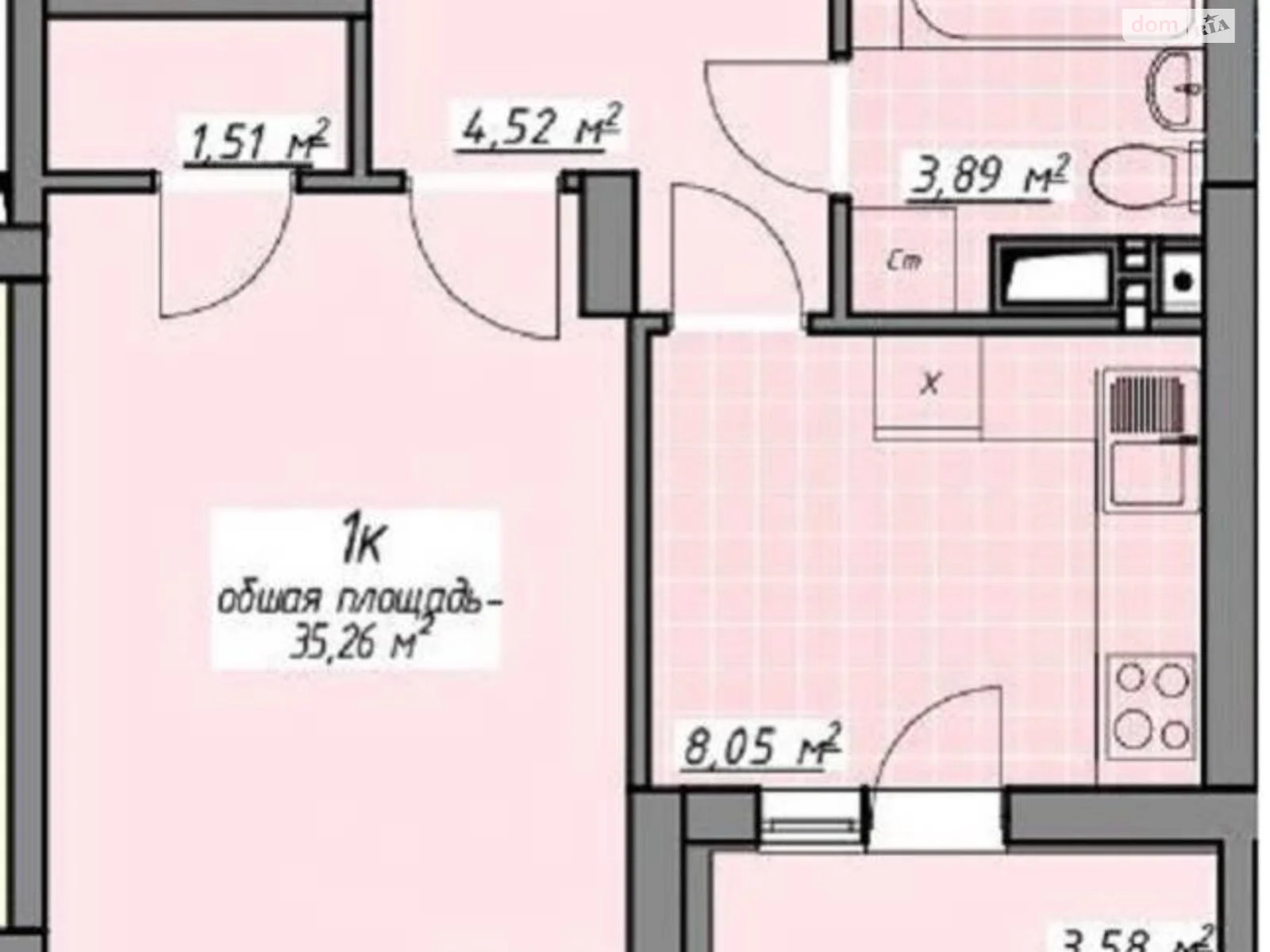 Продається 1-кімнатна квартира 36.55 кв. м у Одесі, вул. Академіка Воробйова