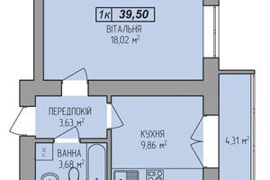 Продается 1-комнатная квартира 39.5 кв. м в Ивано-Франковске, цена: 27058 $