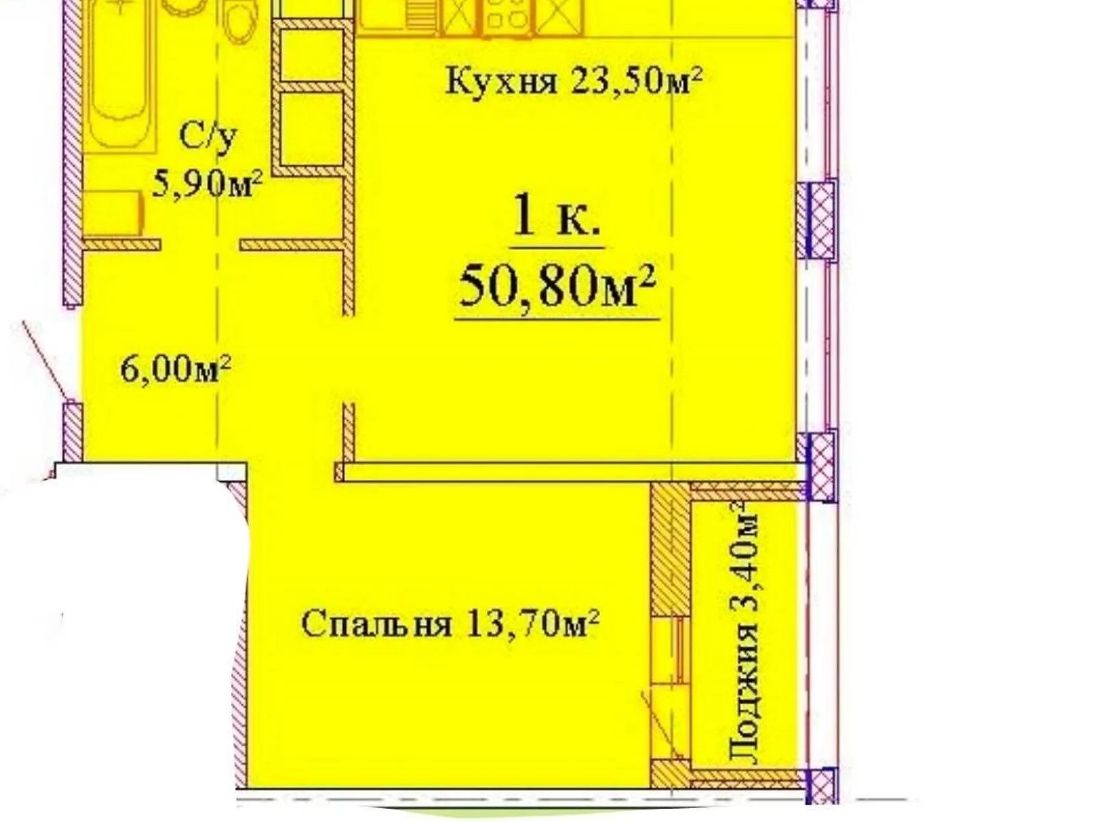 Продається 1-кімнатна квартира 51 кв. м у Одесі, вул. Варненська