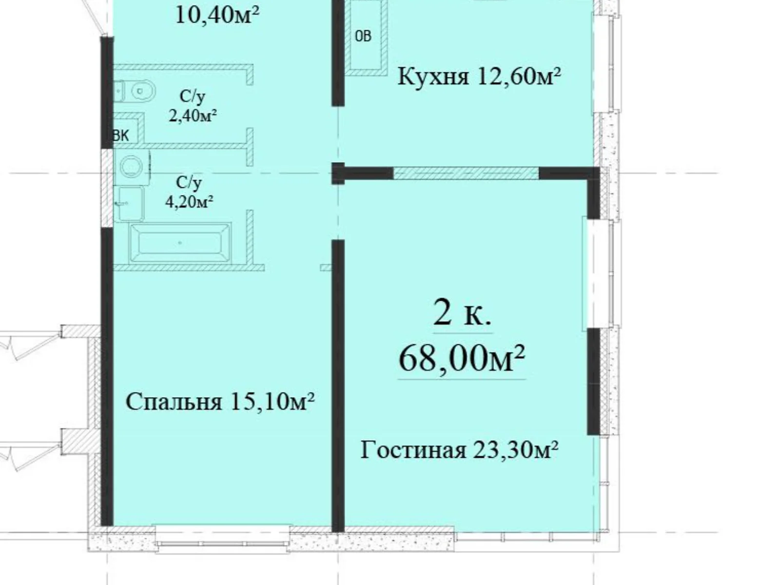 Продається 2-кімнатна квартира 68 кв. м у Одесі, плато Гагарінське, 4/1