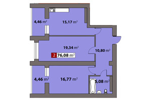 Продается 2-комнатная квартира 76.08 кв. м в Черкассах, цена: 65612 $