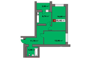 Продается 2-комнатная квартира 59.46 кв. м в Черкассах, Жужомы Сержанта улица