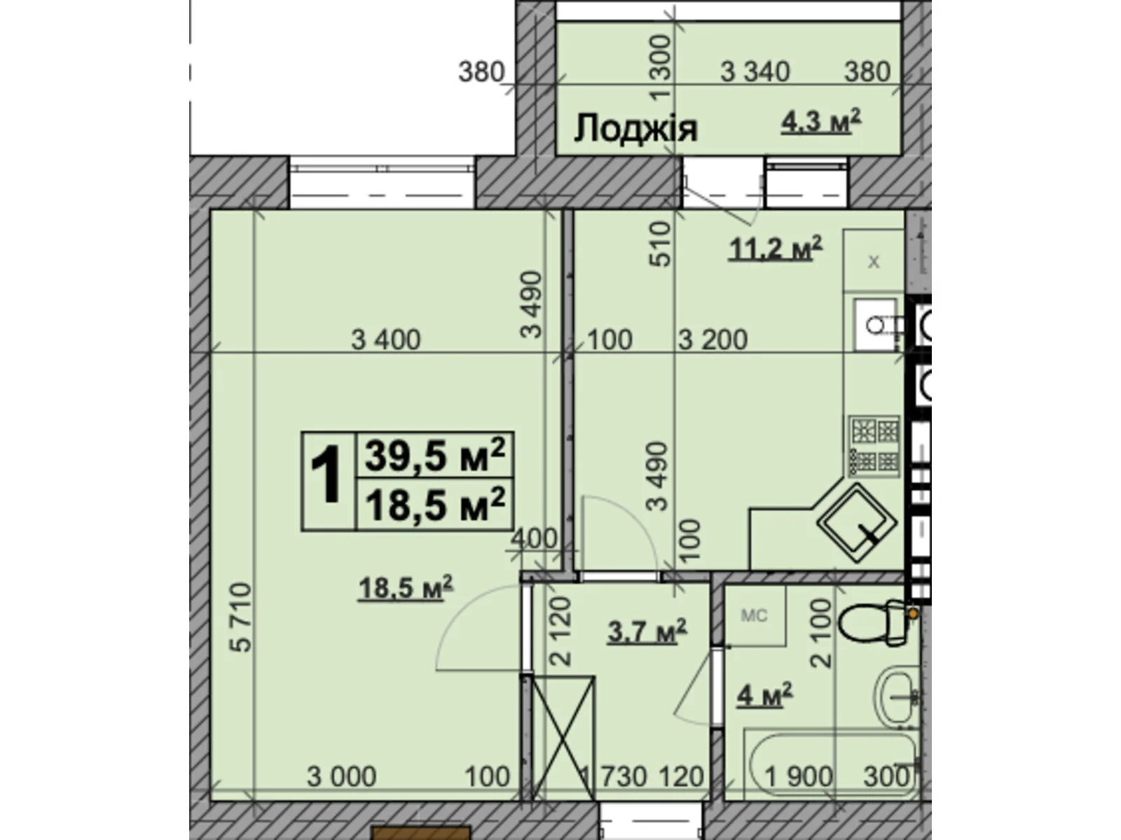 Продается 1-комнатная квартира 39.5 кв. м в Ходосовке, ул. Феодосия Печерского, 1 - фото 1