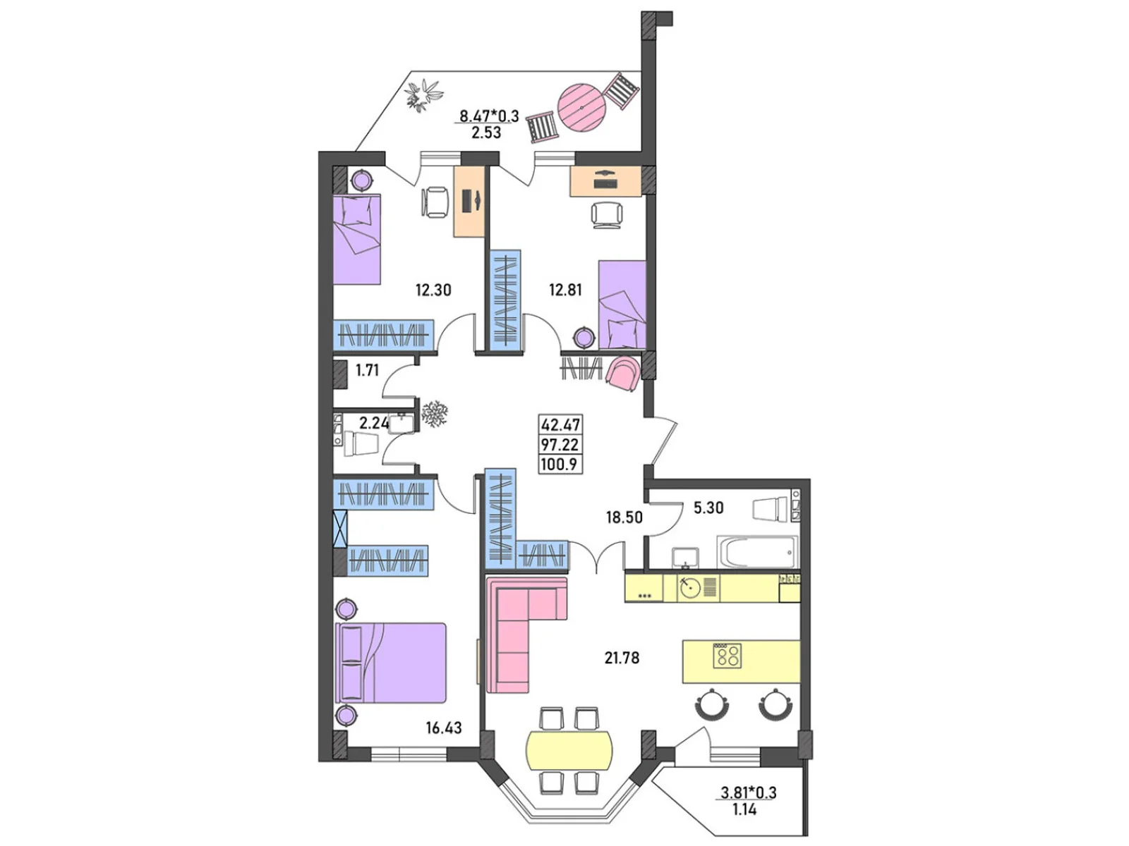 Продается 3-комнатная квартира 101 кв. м в Лески, цена: 71000 $