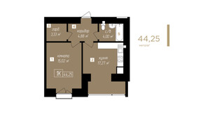 Продается 1-комнатная квартира 44.25 кв. м в Ивано-Франковске, Довженко улица