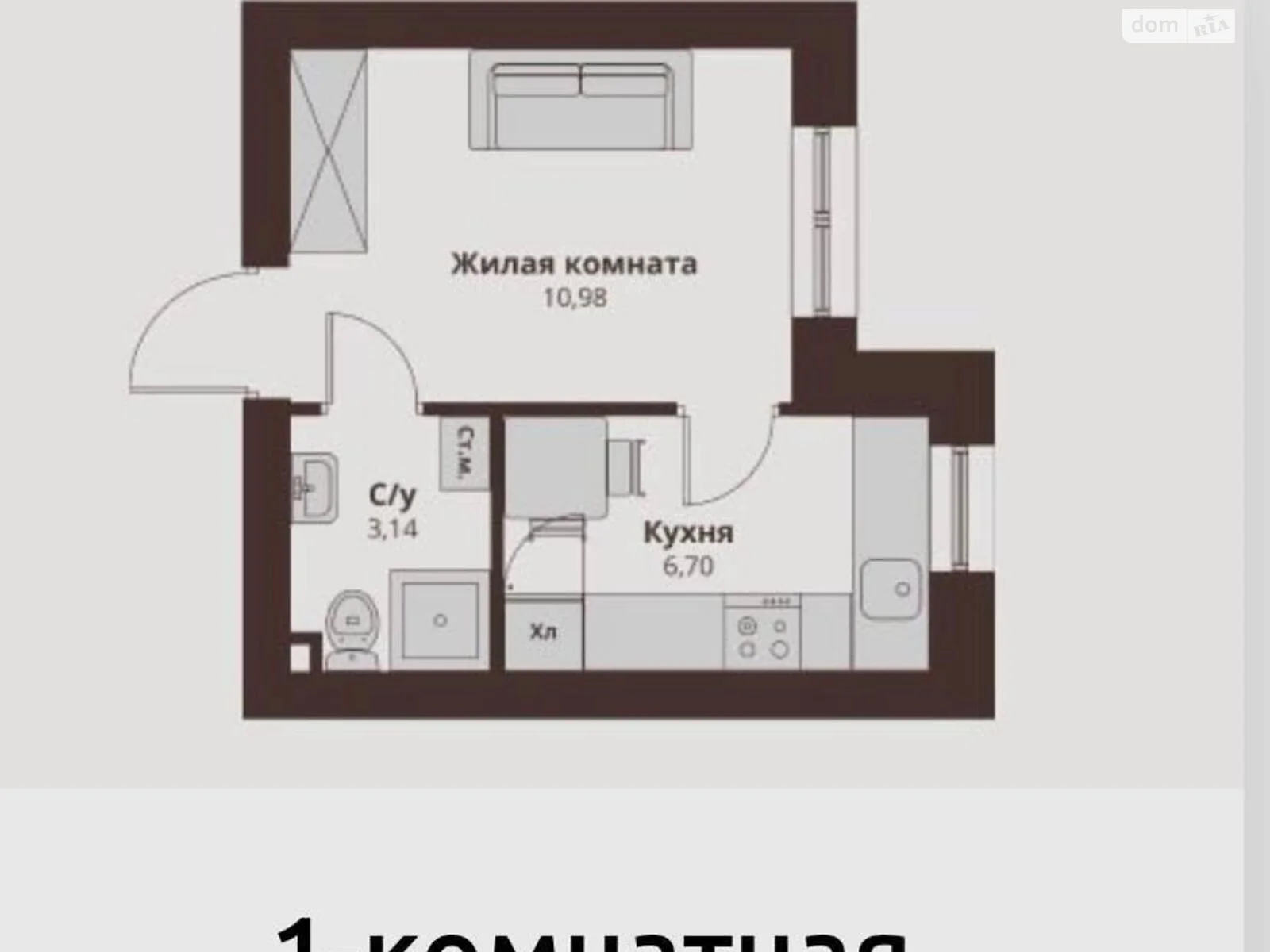 Продается 1-комнатная квартира 23.17 кв. м в Авангарде, ул. Озерная ул.