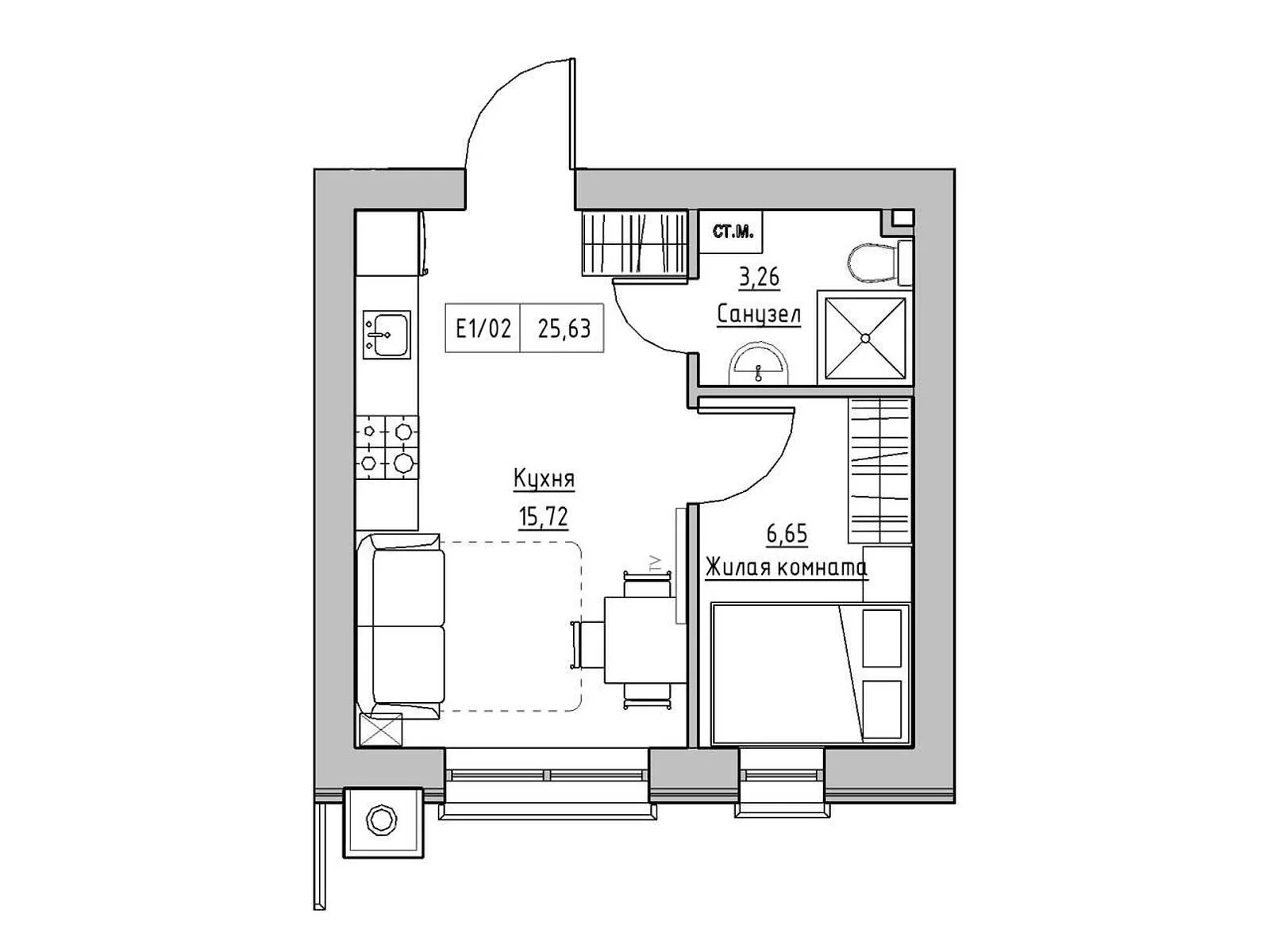 Продается 1-комнатная квартира 25 кв. м в Авангарде, ул. Озерная ул. - фото 1