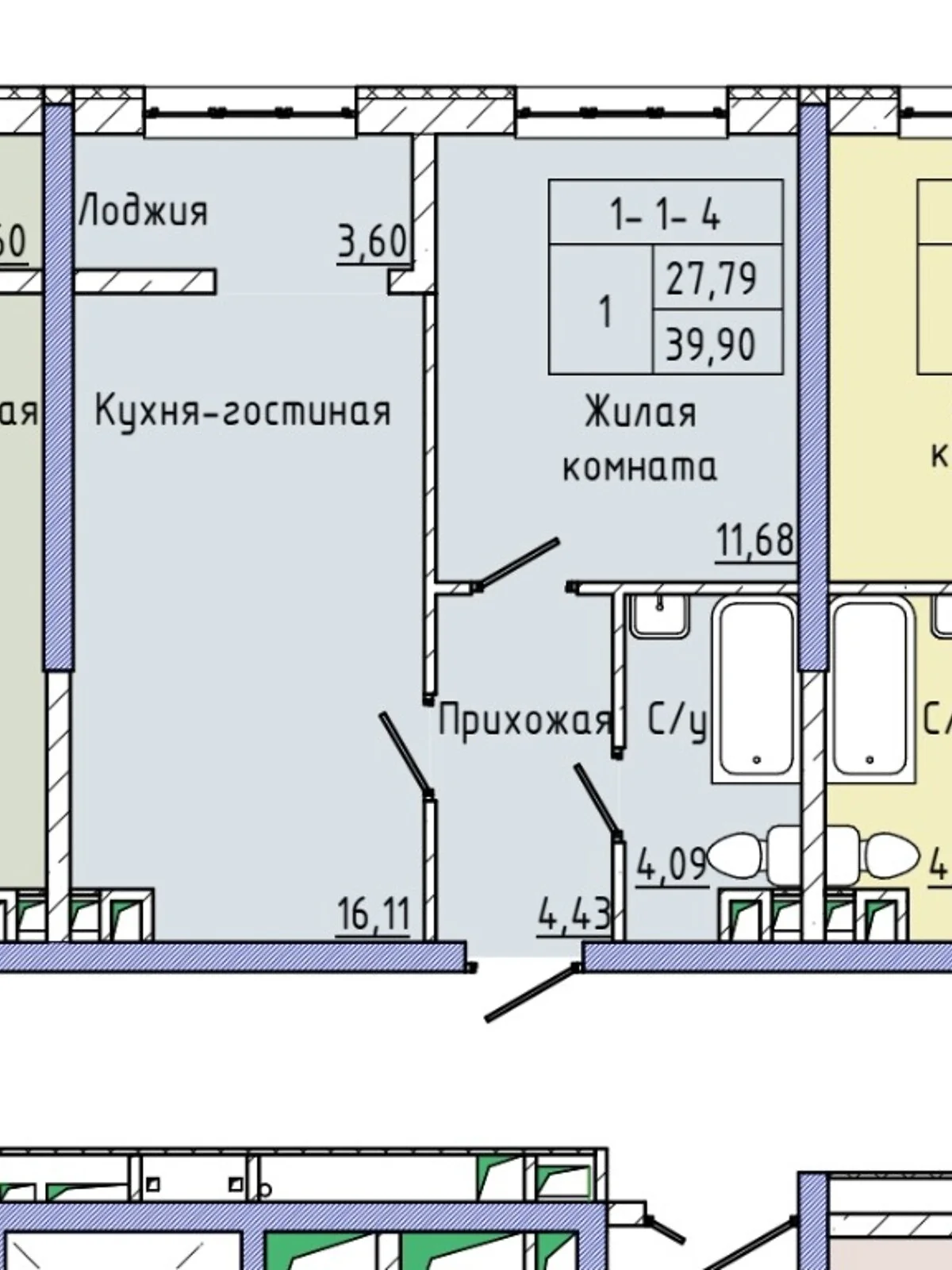 Продается 1-комнатная квартира 40 кв. м в Одессе, ул. Каманина, 16А/4