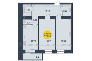 Продается 2-комнатная квартира 75.25 кв. м в Полтаве, ул. Степного Фронта