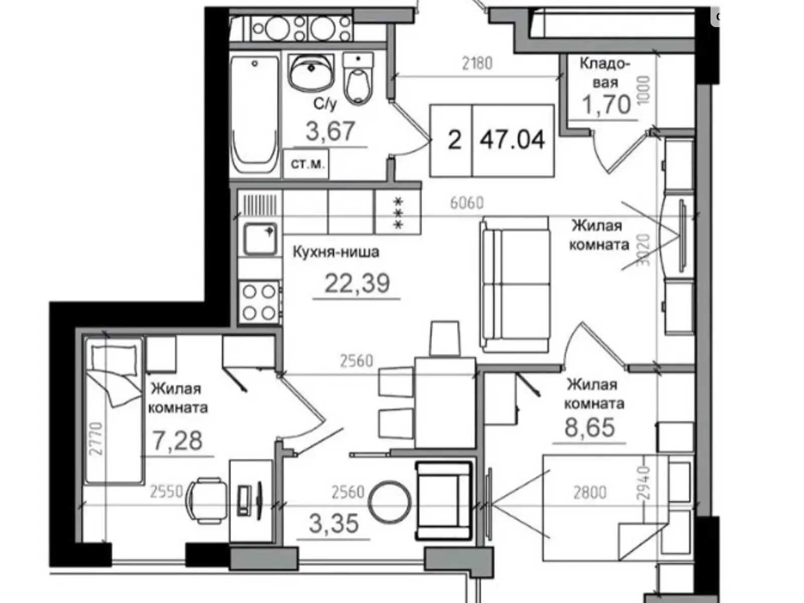 Продается 2-комнатная квартира 47 кв. м в Одессе, ул. Спрейса, 5